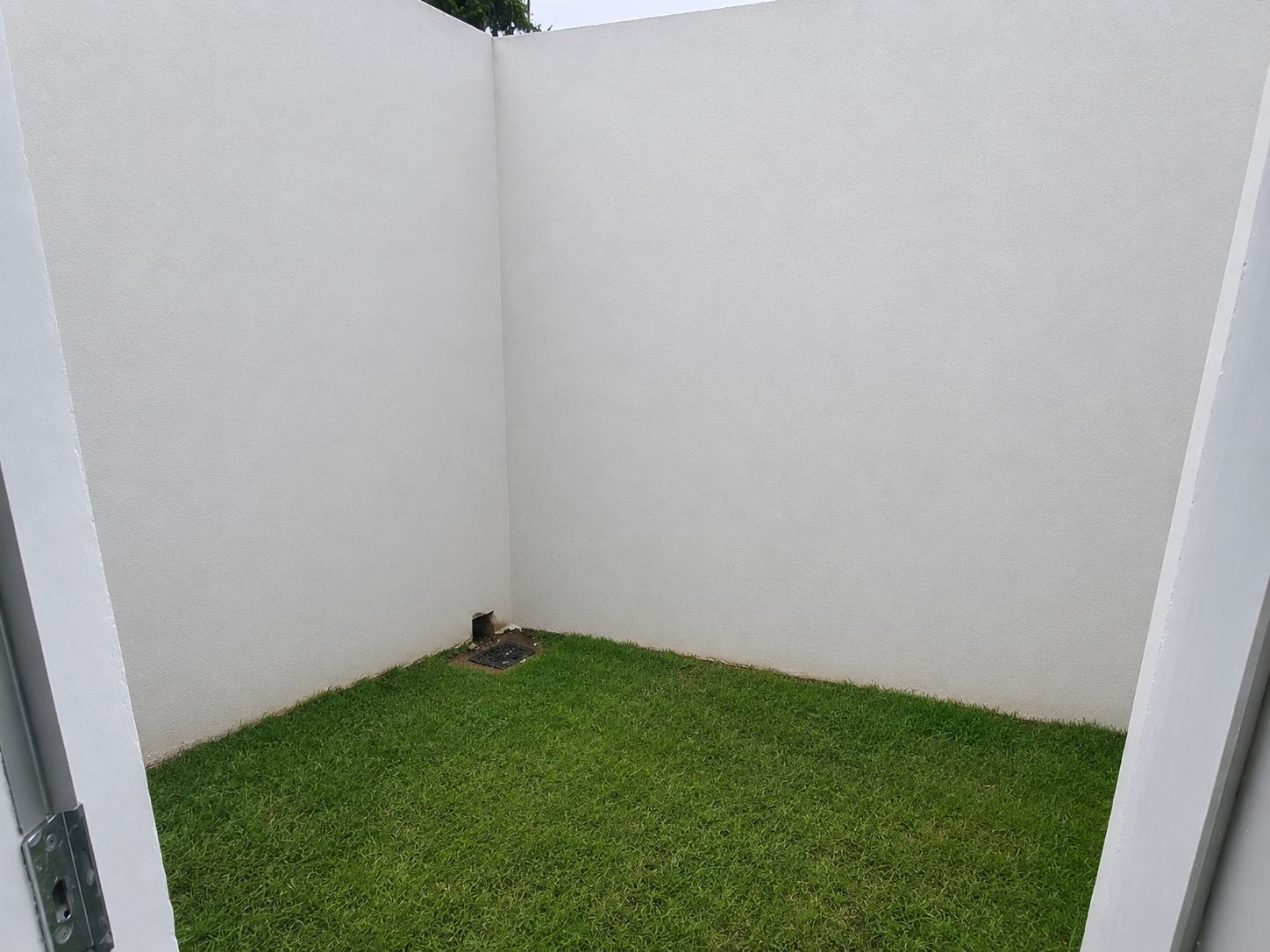 Sala com área descoberta e piso gramado do galpão no bairro Monte Verde, em Betim