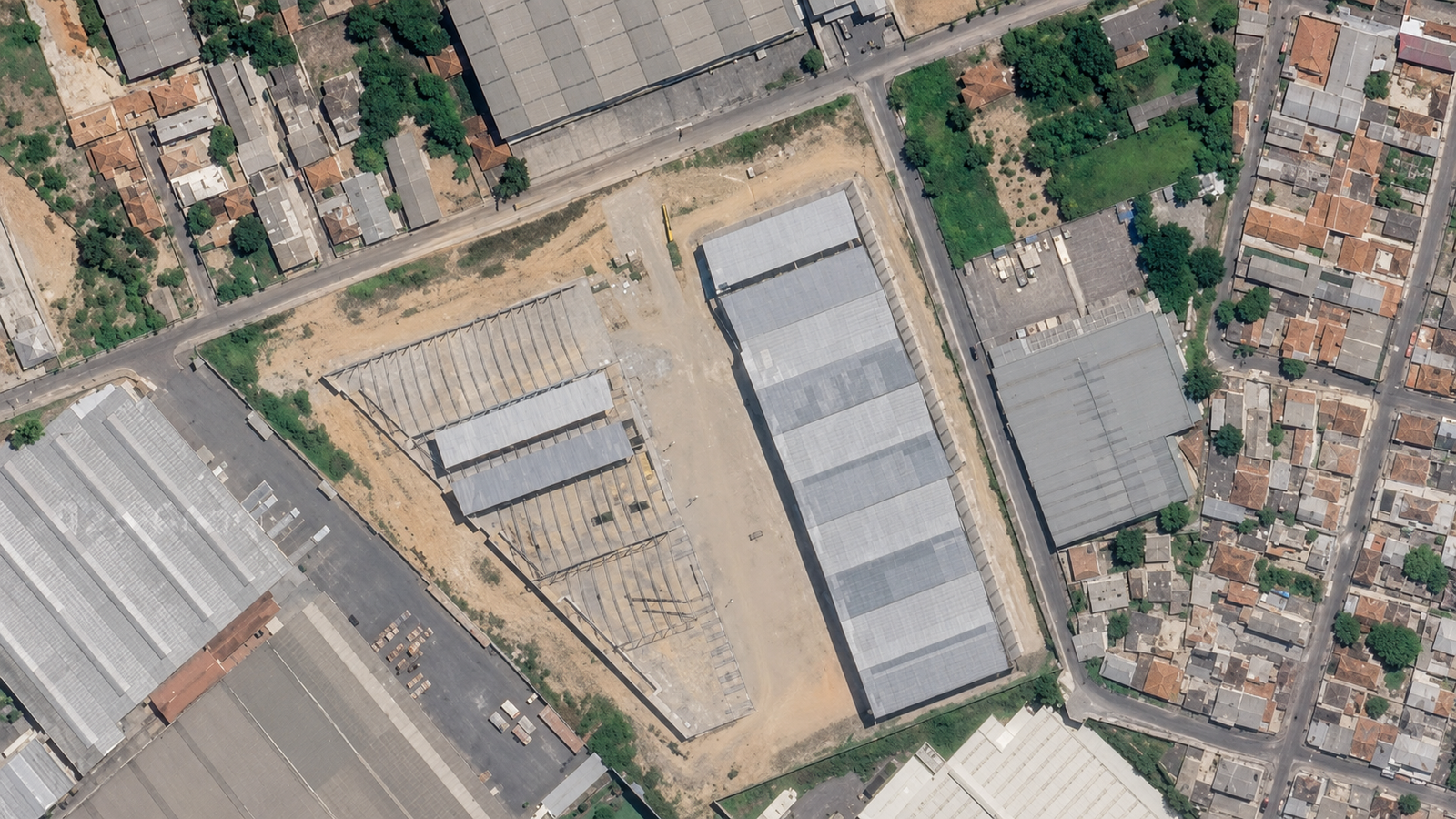 Vista aérea do condomínio logístico onde fica o galpão, na Chácara Cotia